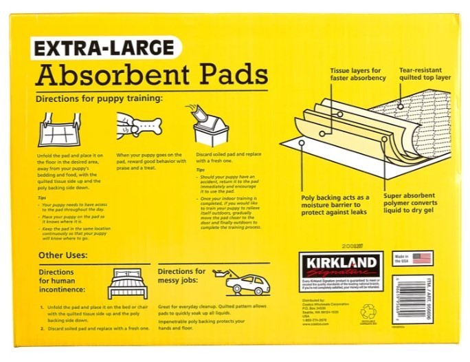 Kirkland Signaturee Extra-Large Absorbent Pads – 30 in L X 23 in W – 100-count