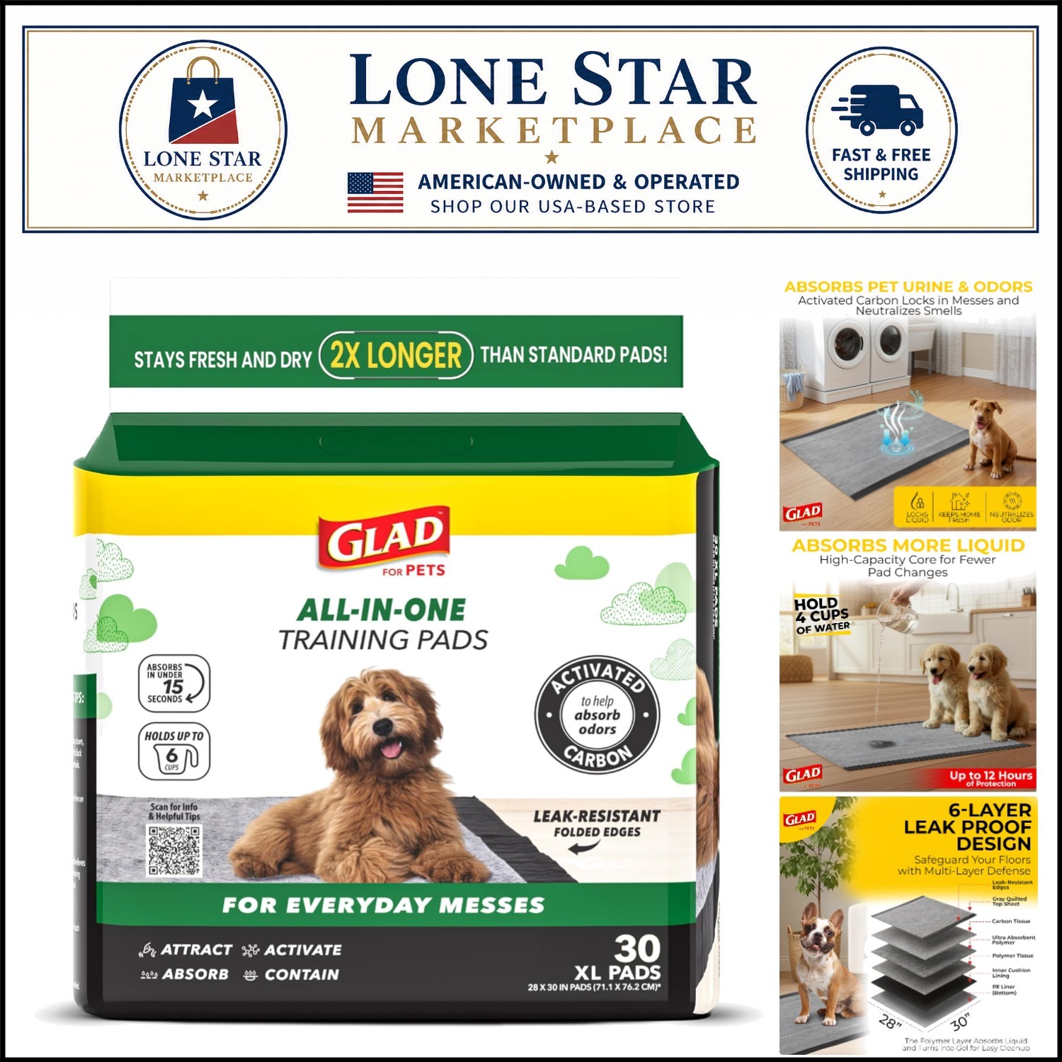 28×30 in Charcoal Training Pads for Large Dogs – Leak-Proof 30 Count Pack