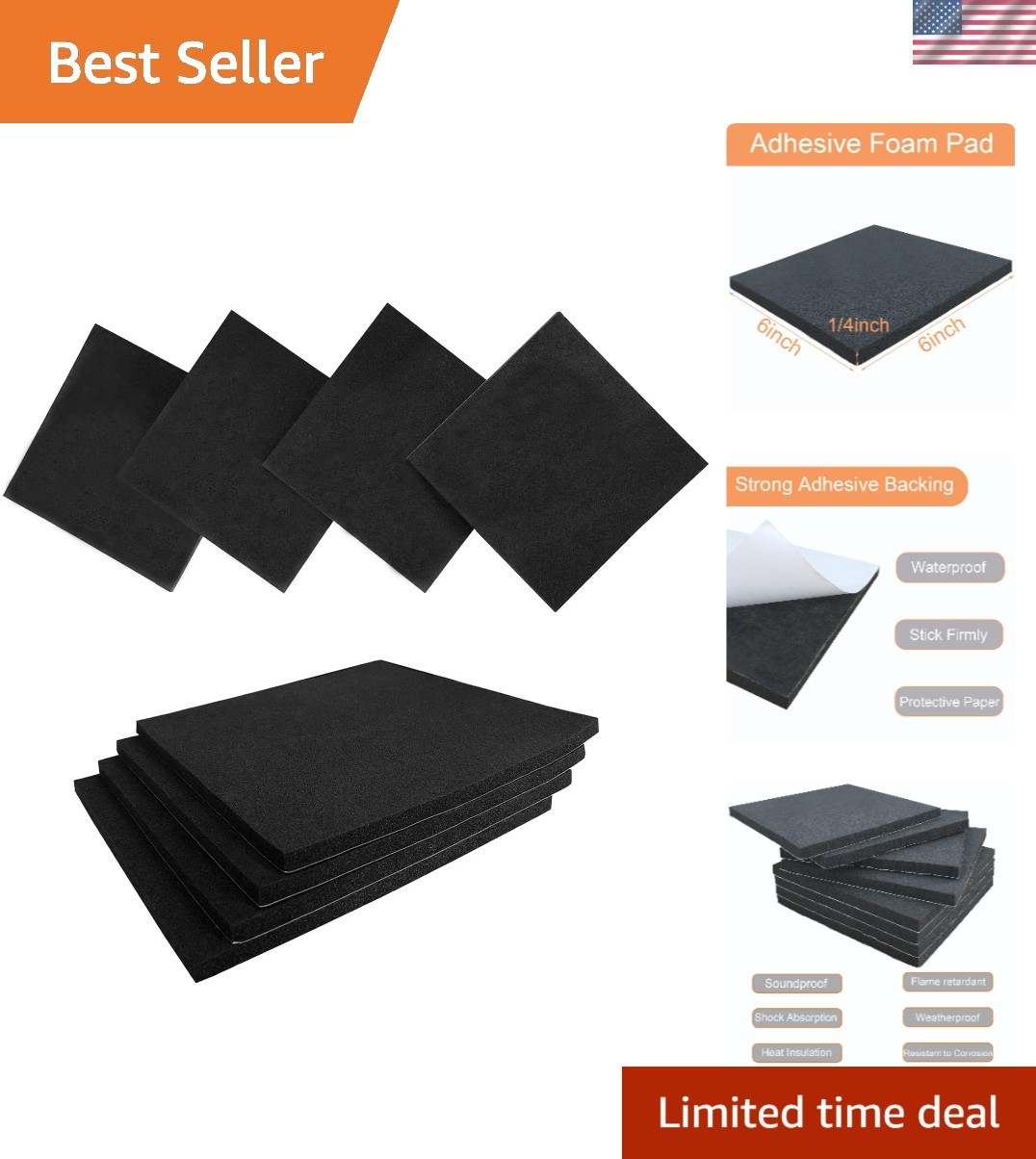 Versatile Neoprene Self-Adhesive Foam Pads 1/4in Thick – 8 Pack Perfect for DIY
