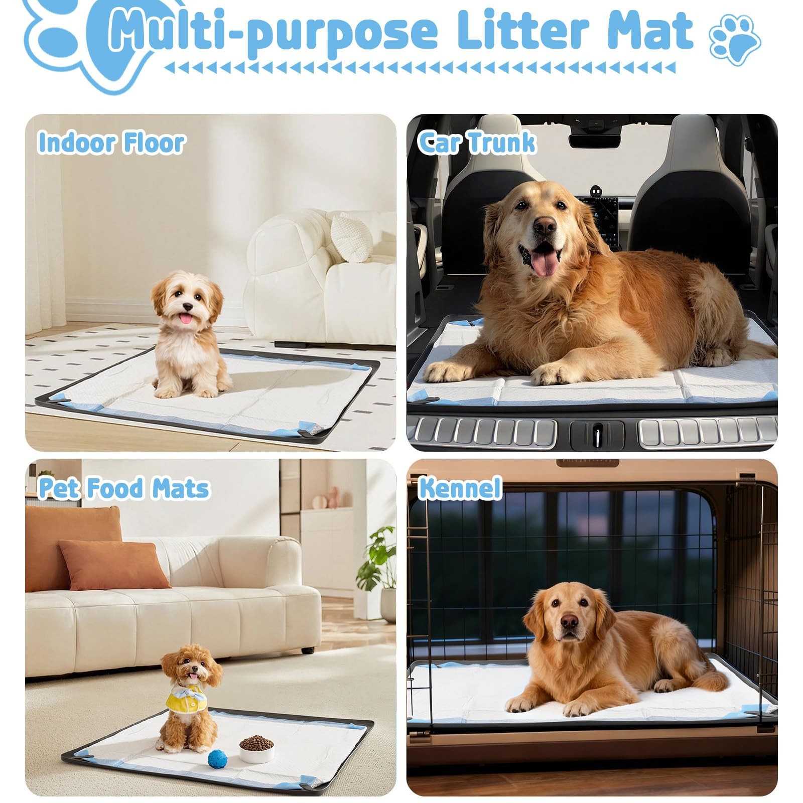 Pee Pad Holder for Dogs, 24″ x 24″ Non-Slip Silicone Dog Puppy Pad Holder, No…