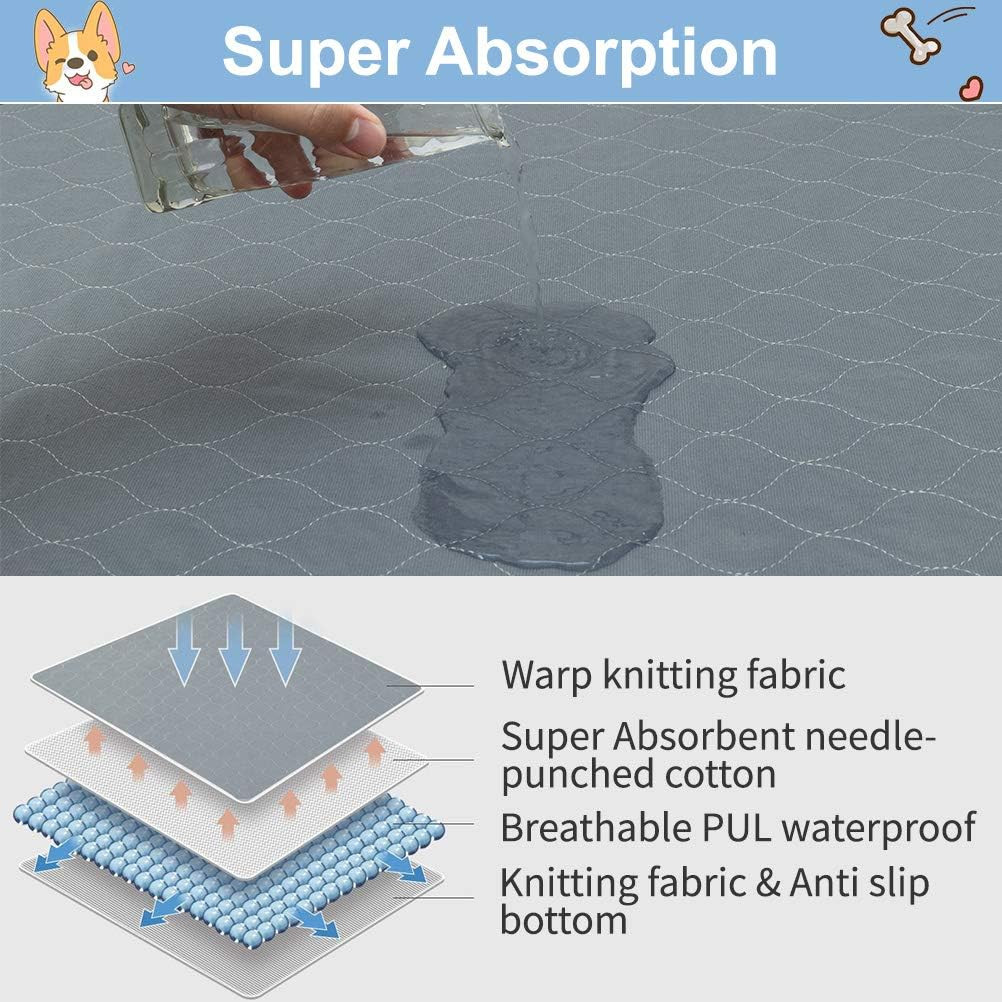 Washable Pee Pads for Dogs, 2 Packs Super Absorbent Leakproof & Non-Slip Dog Pee