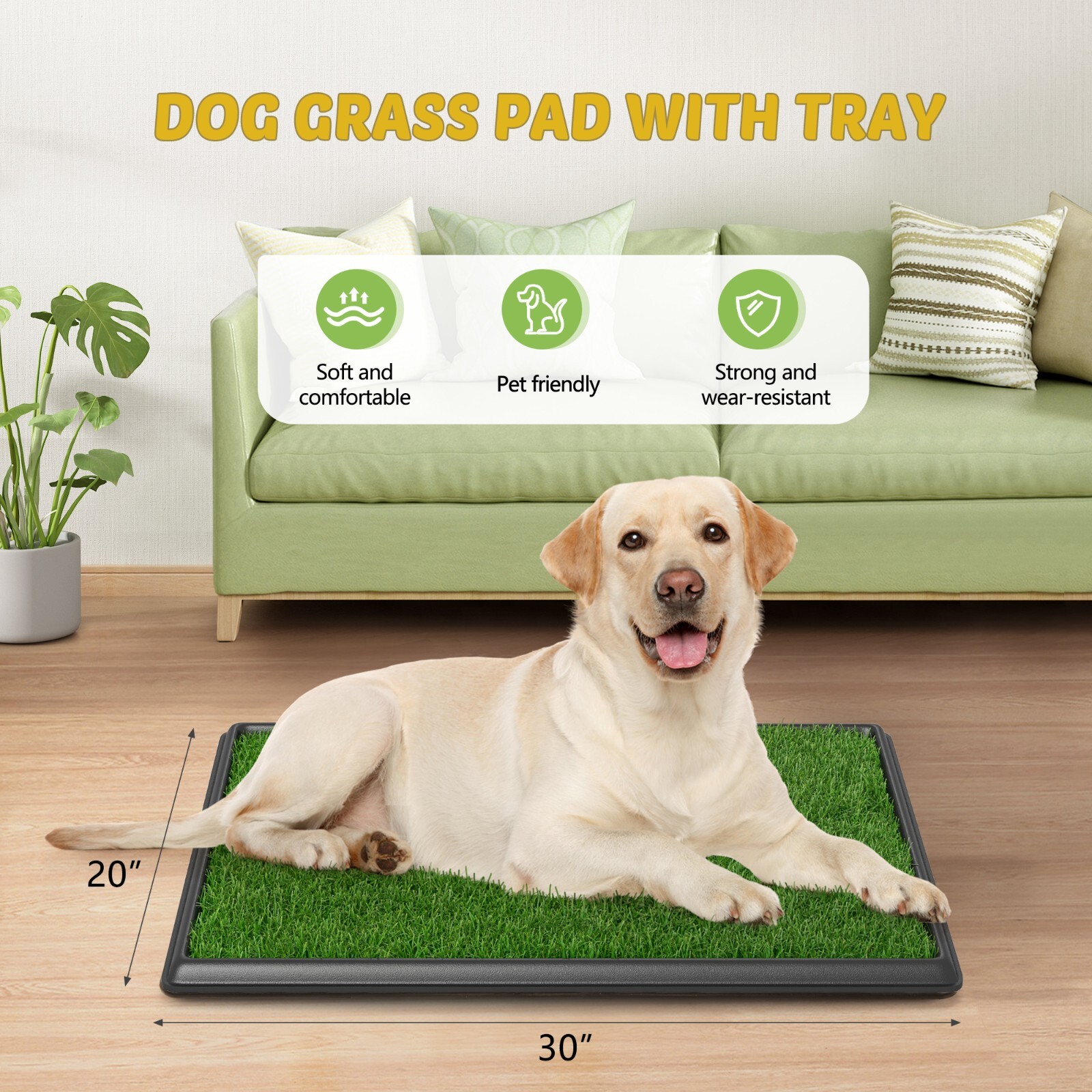 COZIWOW Dog Pee Grass Potty Training Large Artificial Grass Patch for Dogs Tray