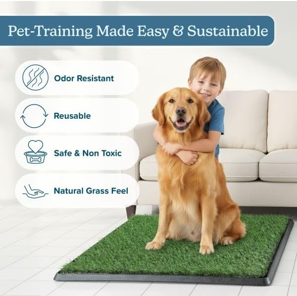 Artificial Grass Puppy Pee Pad for Dogs Set of 3 20″ x 30″ Reusable Washable