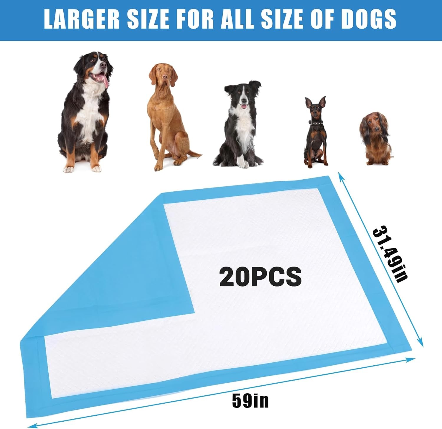 Puppy Pee Pad 20pcs 31.5x59in Extra Large Dog Training Pad 6-Layer Pet Potty Pad