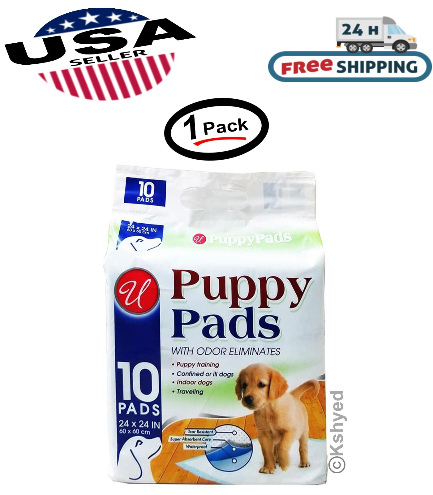 10 PCS (1 Pack) PUPPY PADS PET TRAINING PADS 23.5″ x 23.5″ With Odor Eliminates