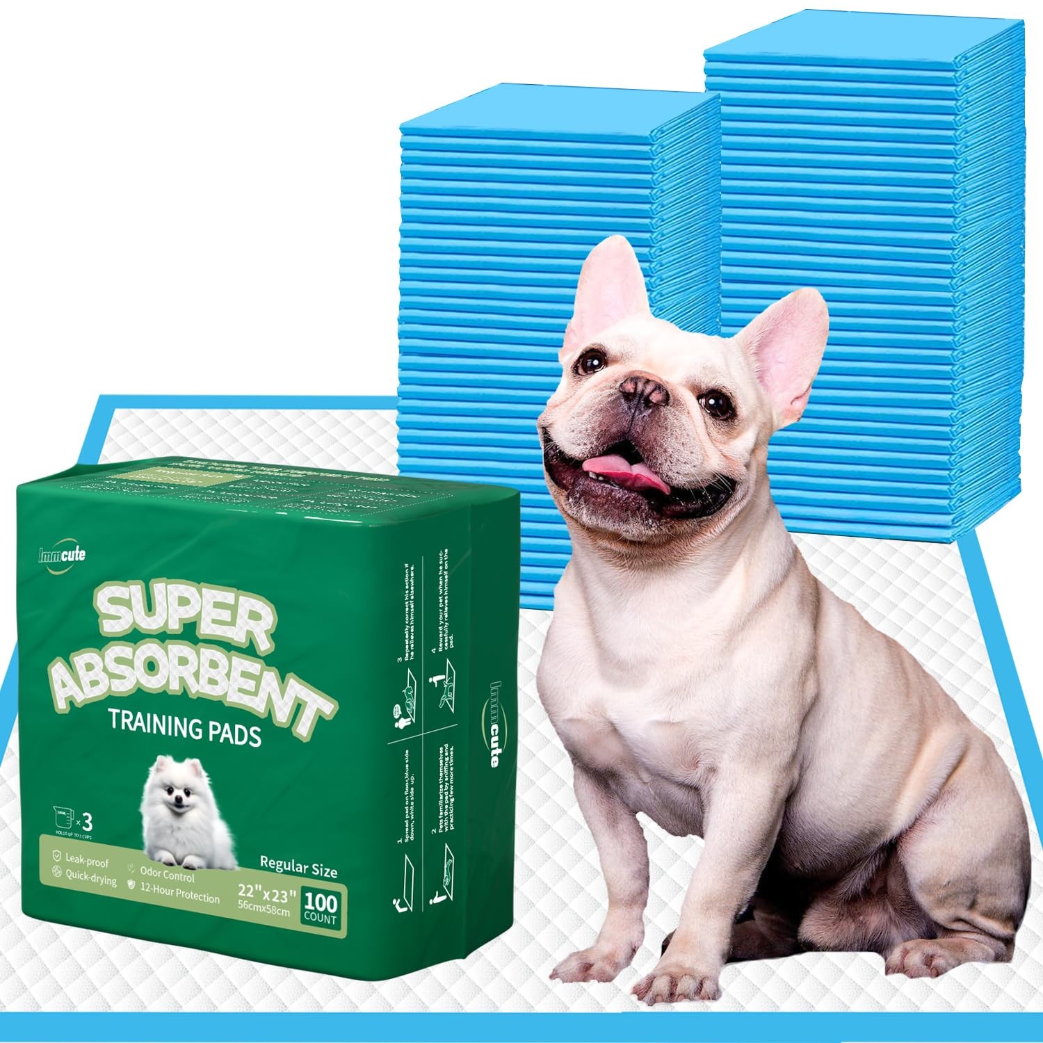 Puppy Pads 22″x23″ 100 Count | 6-Layer Leak-Proof & Super Absorbent Dog Train…