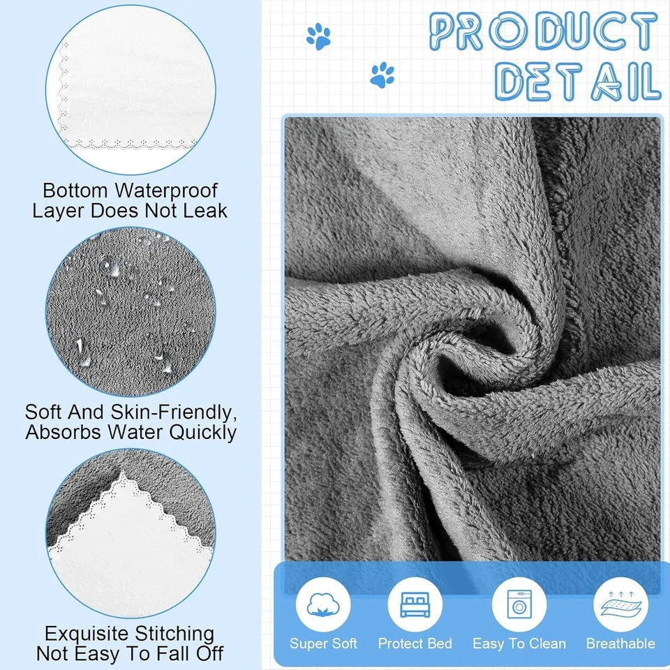12 Pcs Washable Pee Pads for Dogs Reusable Waterproof Training Puppy Pads Bulk A