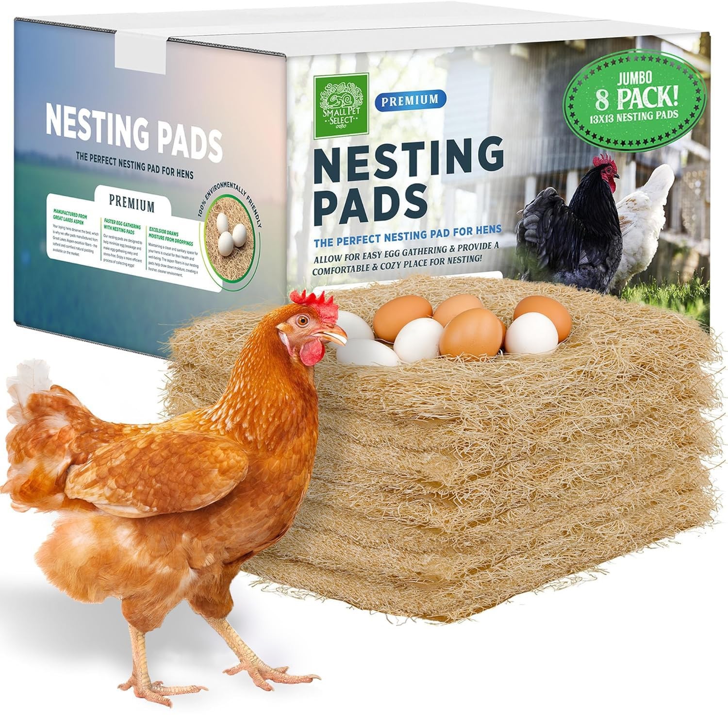 Chicken Nesting Pads 8-Pack 13×13 for Hens Chicken Coop Bedding Nesting Pads