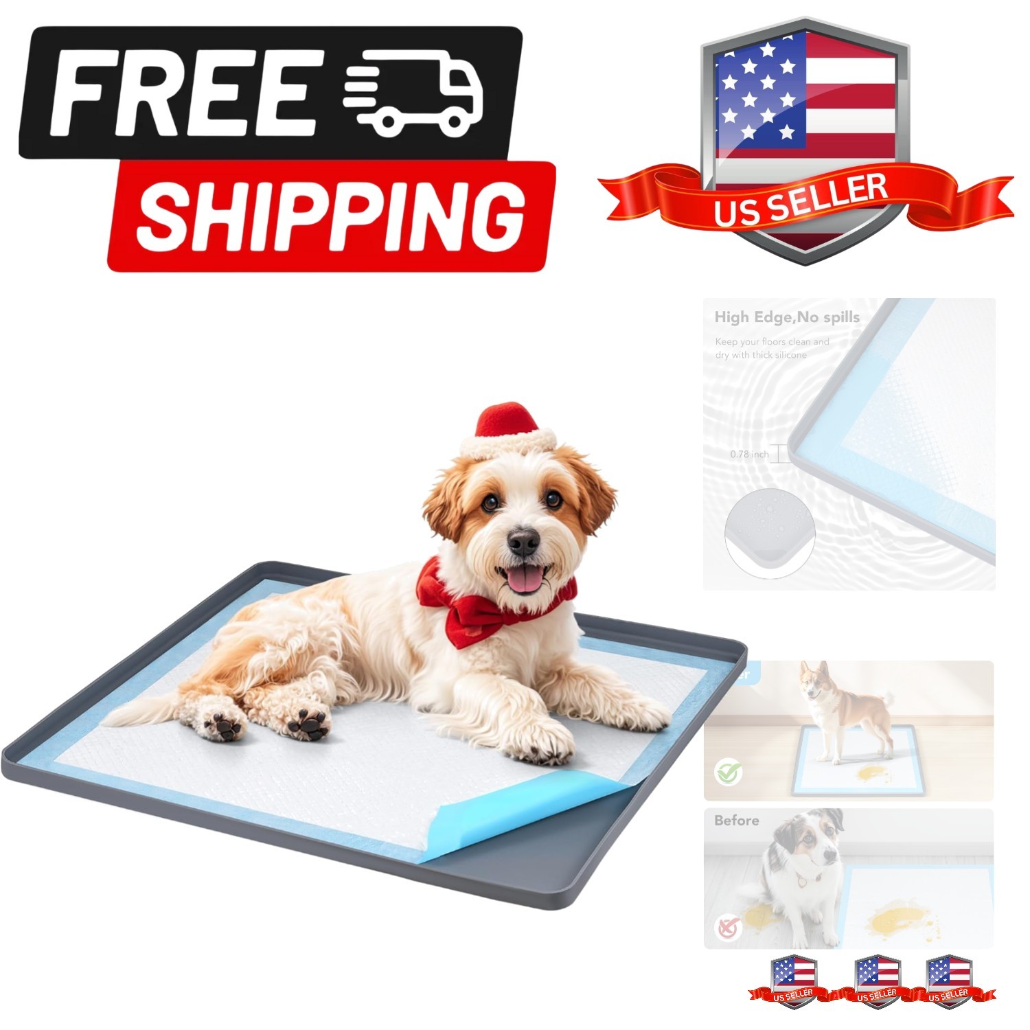 Pee Pad Holder for Dogs, Dog and Puppy Pee Pads Holder, 24″x24″ Non-Slip & Le…