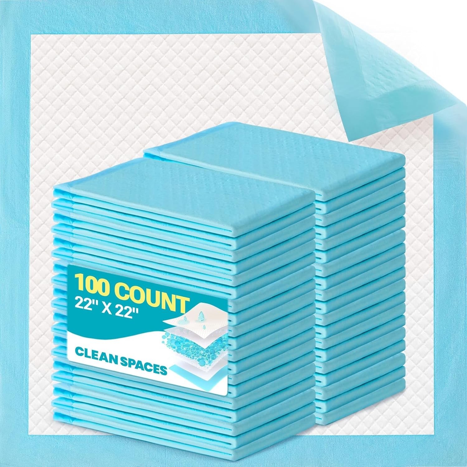 Clean Spaces Puppy Pads 22″x22″ 100 Ct Leakproof Training Pads