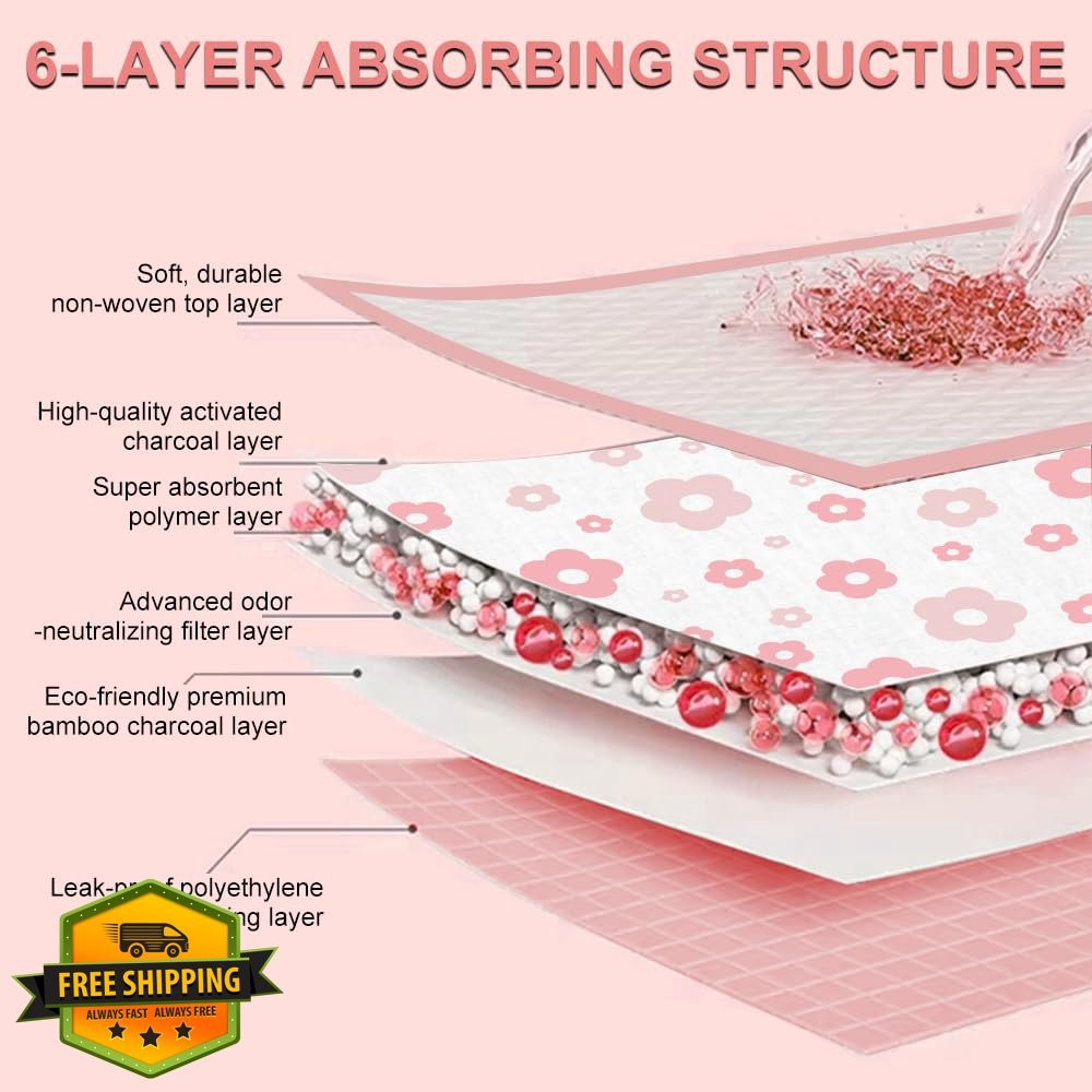Camonti Pink Floral Dog Pee Pads 40 Ct