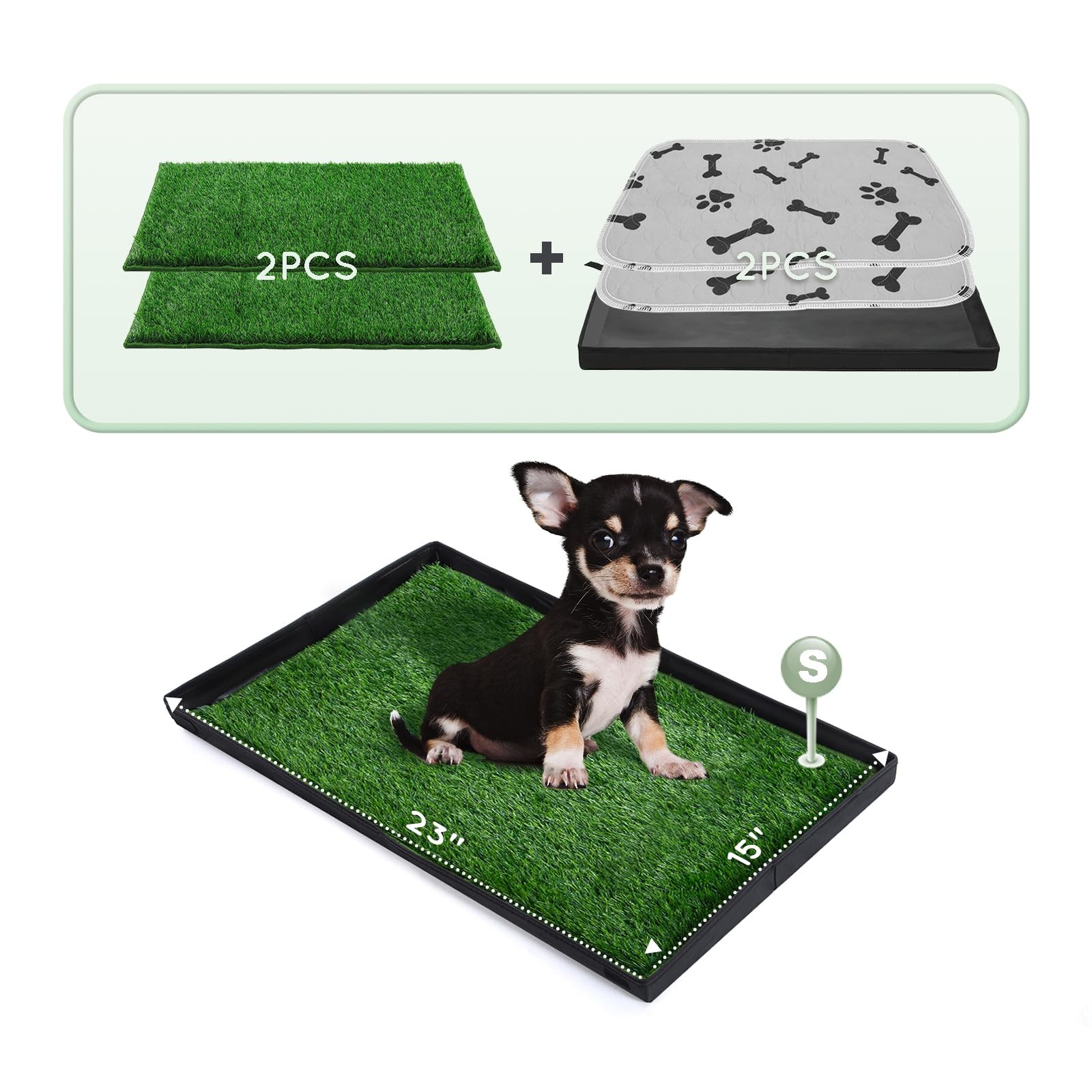 Dog Grass Pad Foldable Litter Box 2 PCS Reusable Pee Pads Potty Training