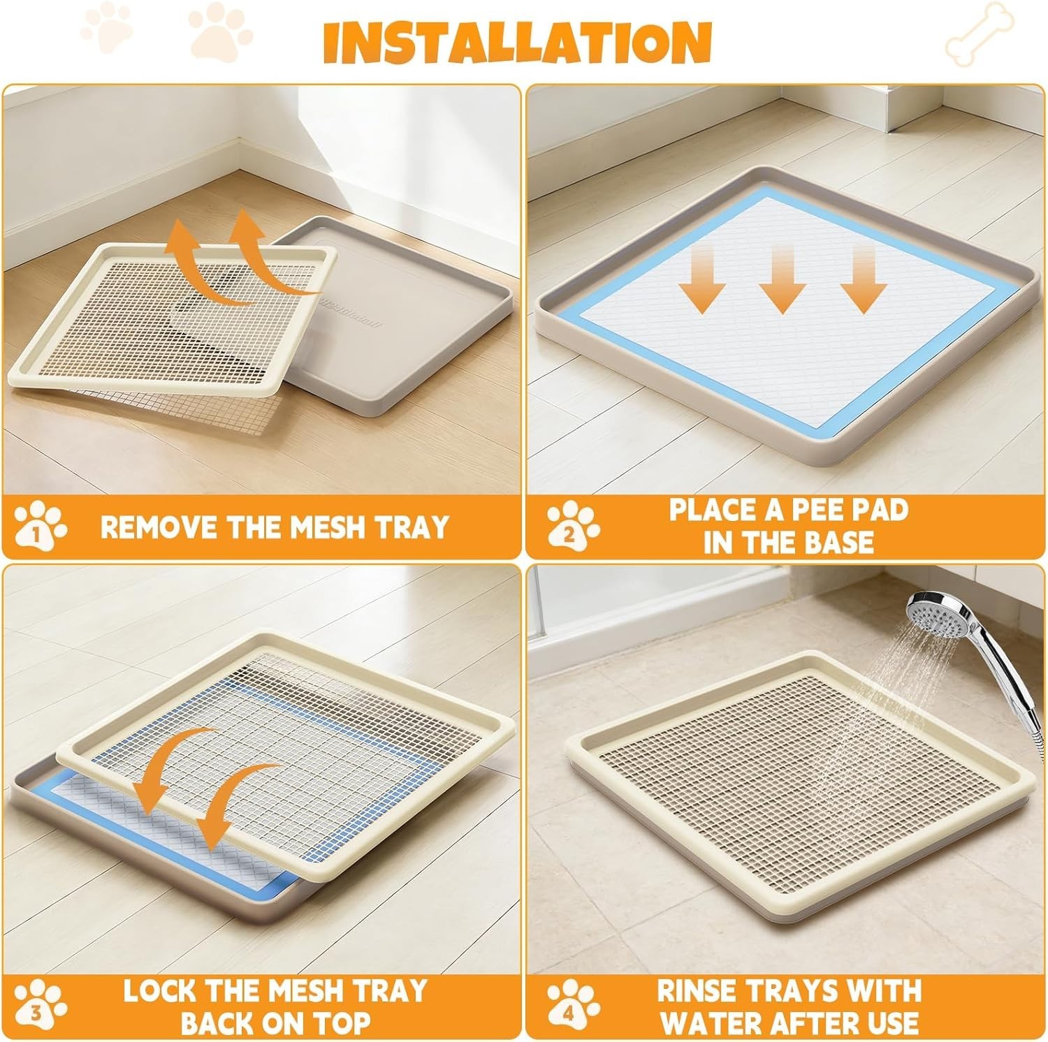 Dog Potty Tray Fits 22 x 22 In Pee Pad, Potty Training for Puppy Pad Holder |…