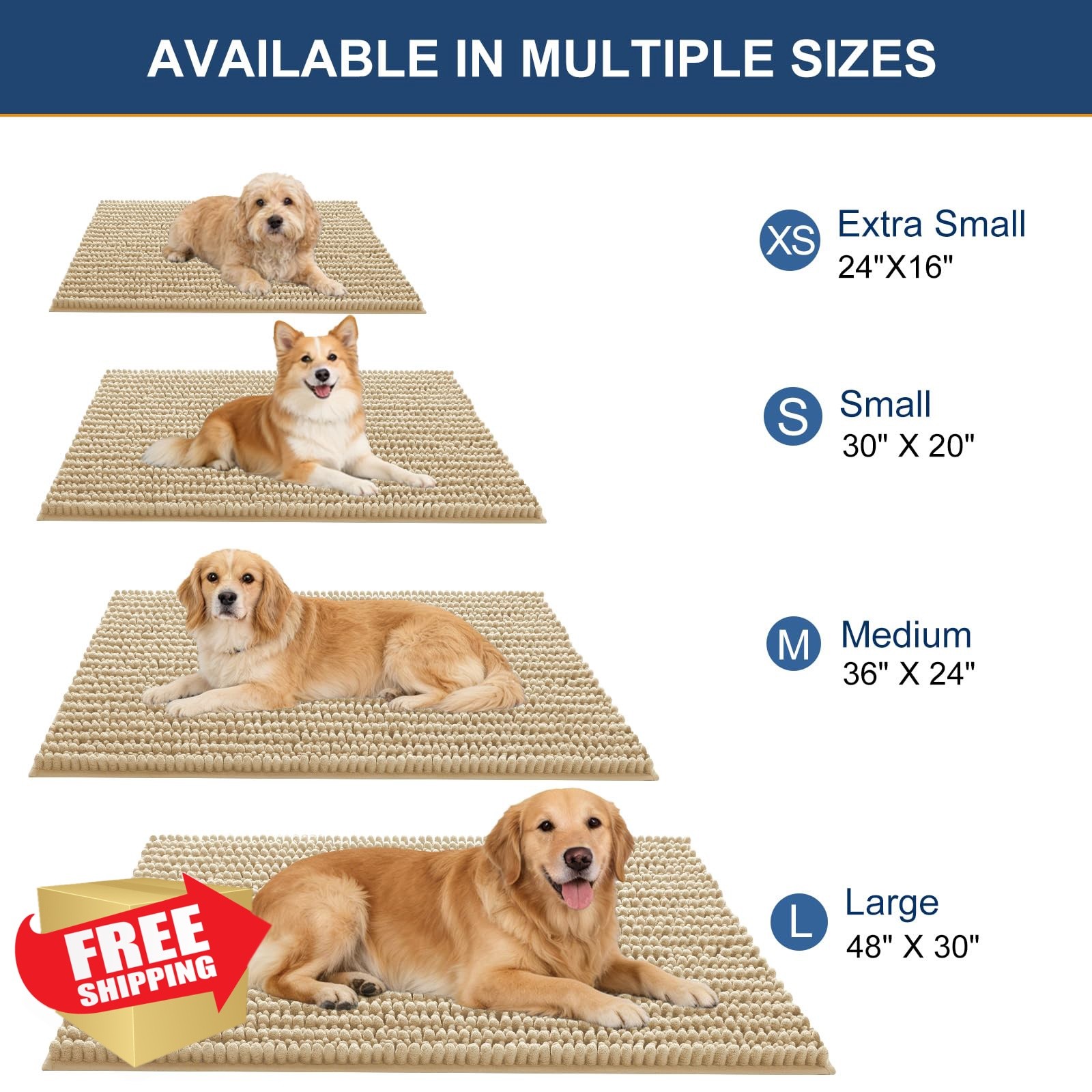 OLANLY Dog Mat Beige 36×24 Muddy Paws Absorbent