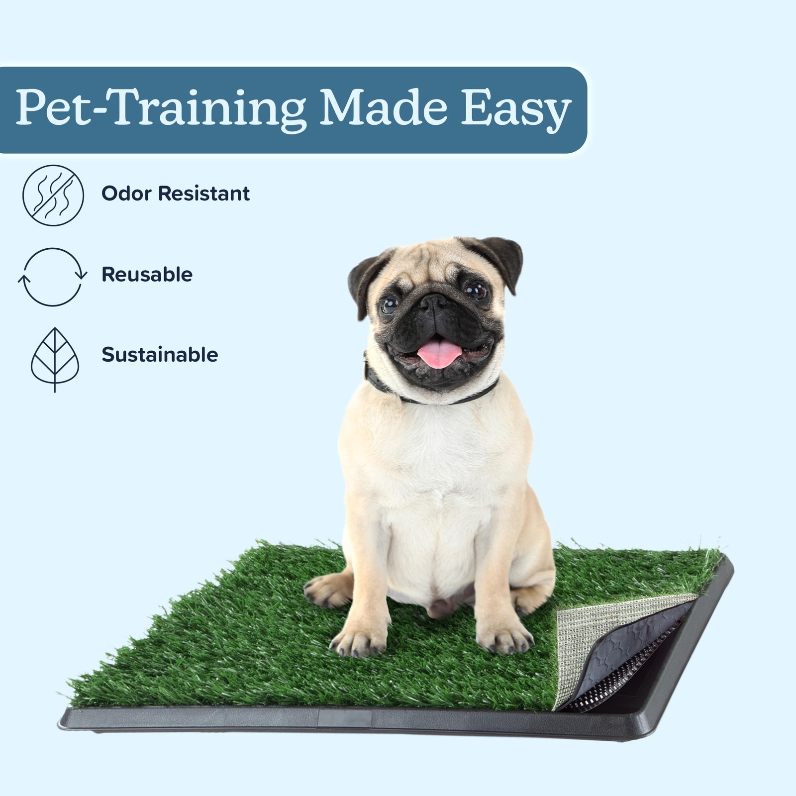 PETMAKER Artificial Grass Puppy Pee Pad with Tray, Reusable Dog Potty Trainin…