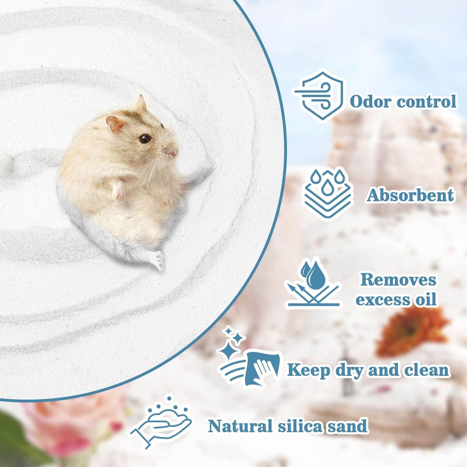 Sukh 14 OZ Hamster Sand Bath – Whit Fine Bedding Reptile 14 Oz
