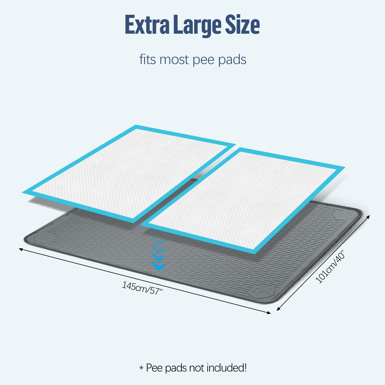 Pee Pad Holder for Dogs 57”x40” Silicone Puppy Pee Pad Tray, Dark Grey | Ex…