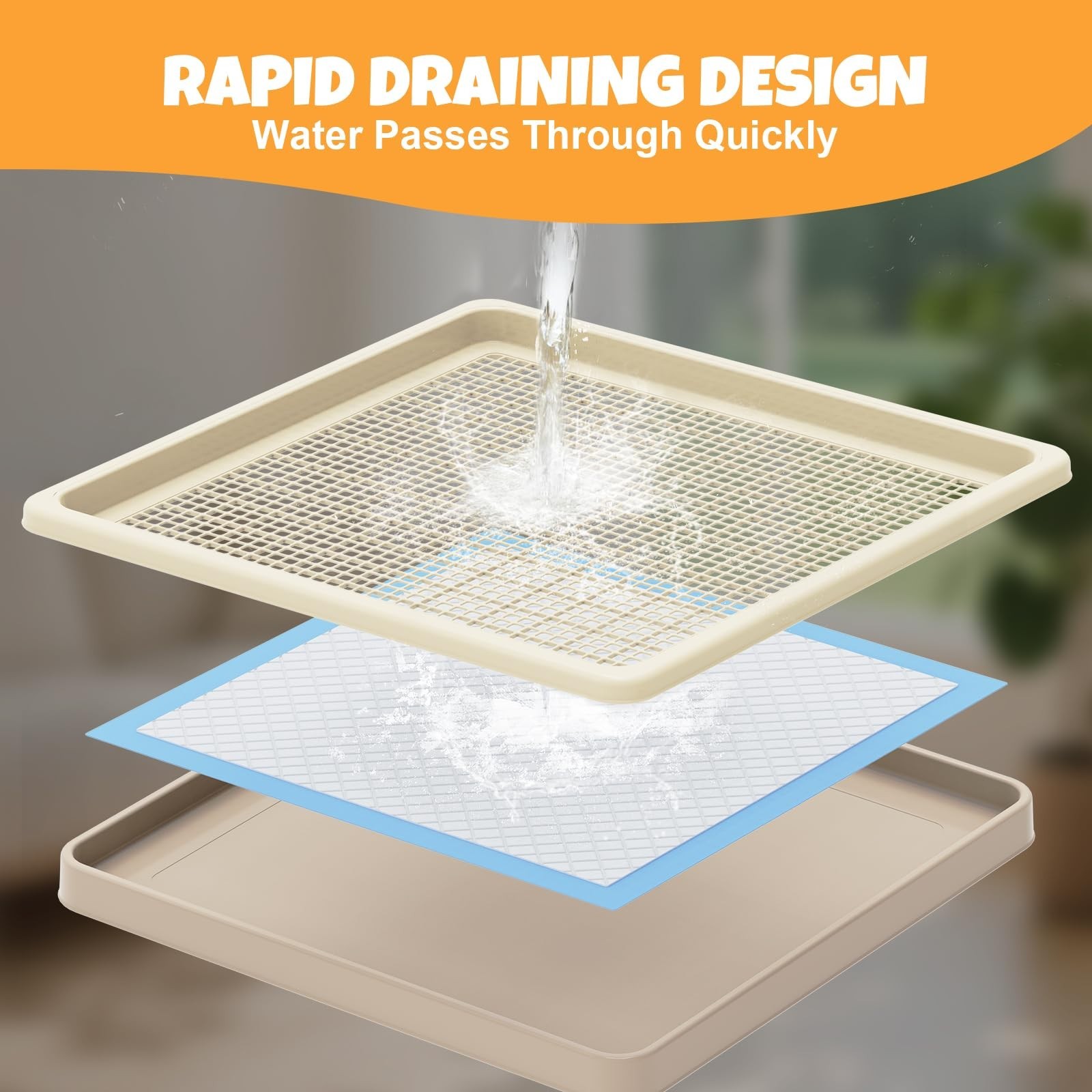 Dog Potty Tray for Small/Medium Dogs – Two-Layer Mesh Pee Pad Holder, Easy-Clean