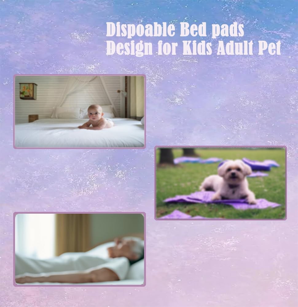 Disposable Pee Pad for Dogs Pets Small Puppy Chucks 22”×22”50pk, Purple