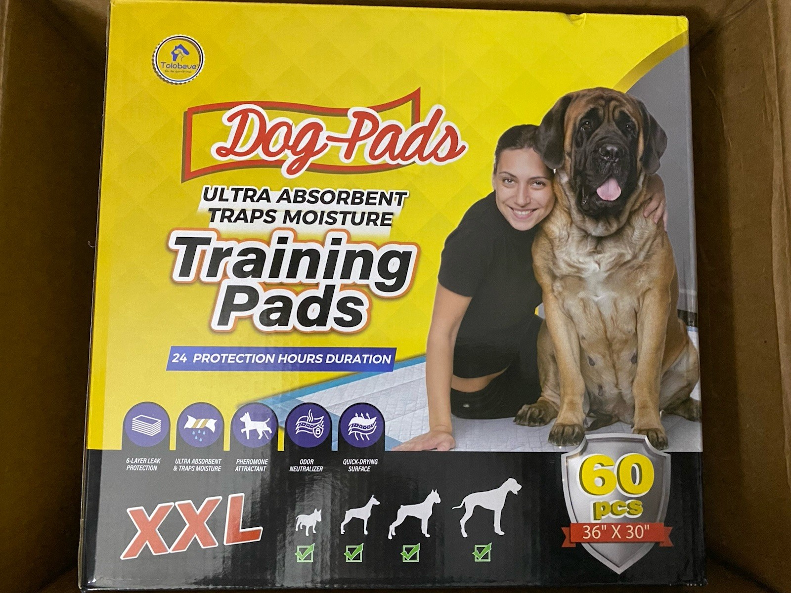 Dog Training Pads Absorbent XXL 30 in x 36 in 60 Count Best Value Disposable Pad