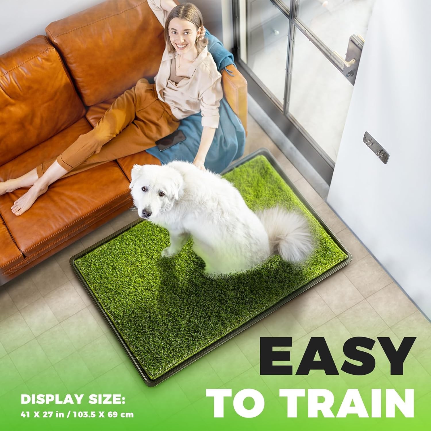 Hompet Dog Grass Mat with Tray Large, 41″ x 27″