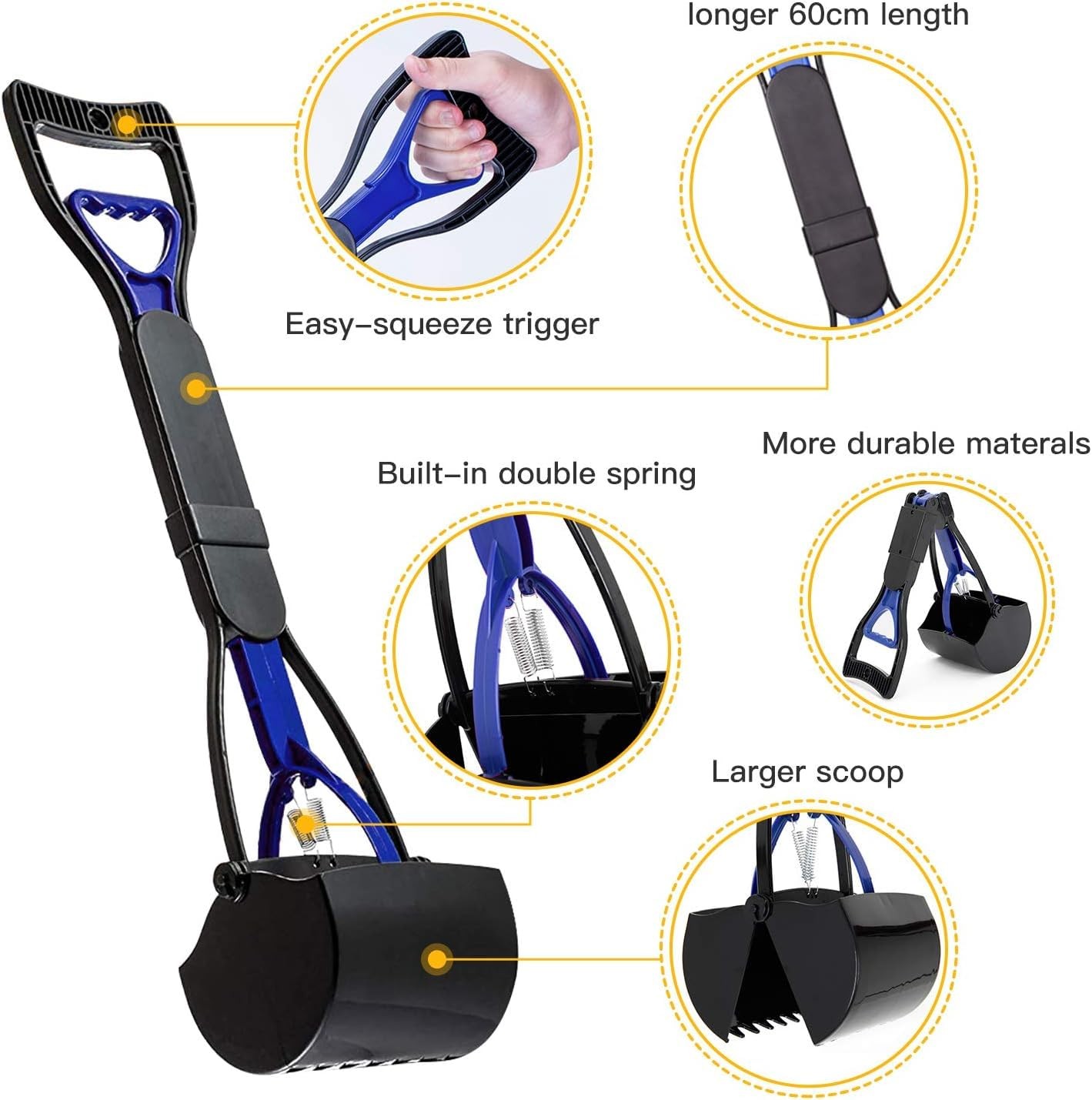 24 Inch Portable Dog Pooper Scooper for Large Small Dogs, Foldable Dog Poop S…