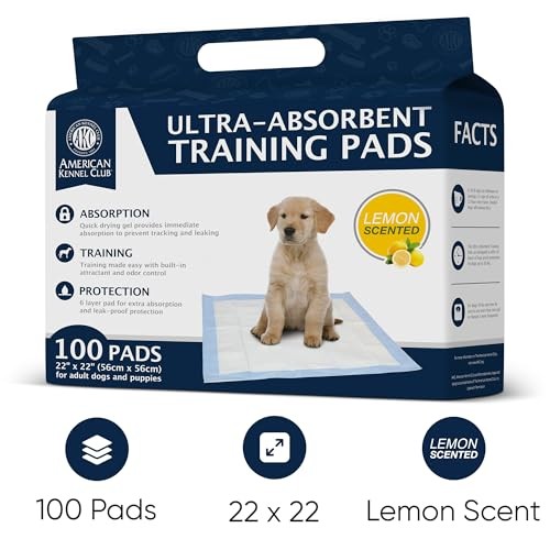 Scented Puppy Training Pads with Ultra 22 x 22 – 100 Count Lemon Scented