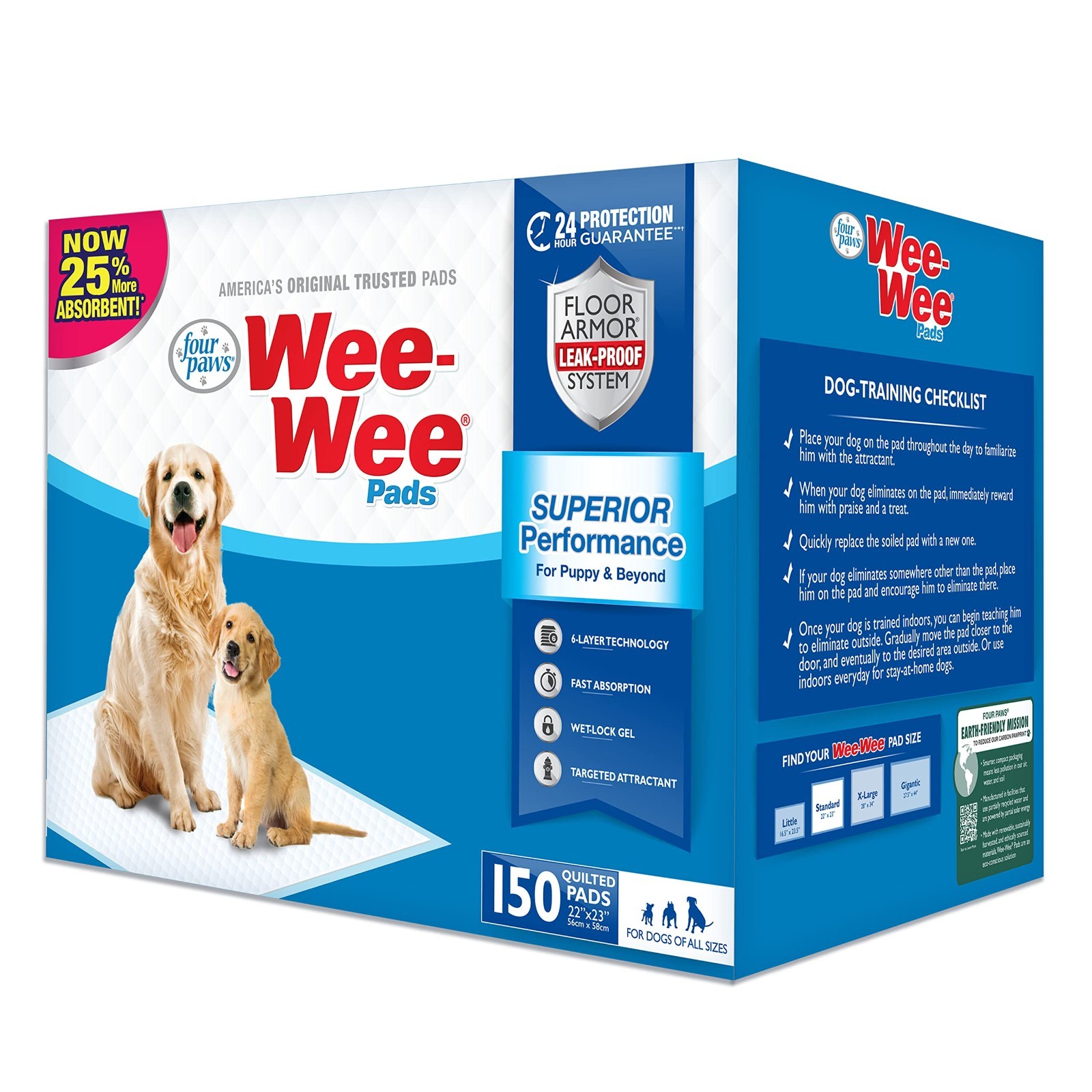 Leak-Proof Unscented Dog Pee Pads for Housebreaking & Potty Training, 50 Count