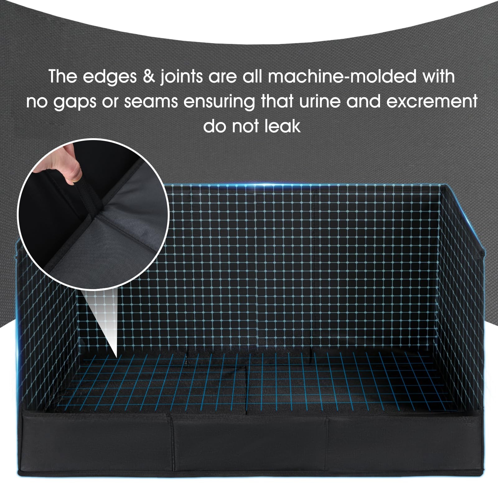 Dog Litter Box with High Walls, Pee Pad Holder Foldable, No Assembly, Waterpr…