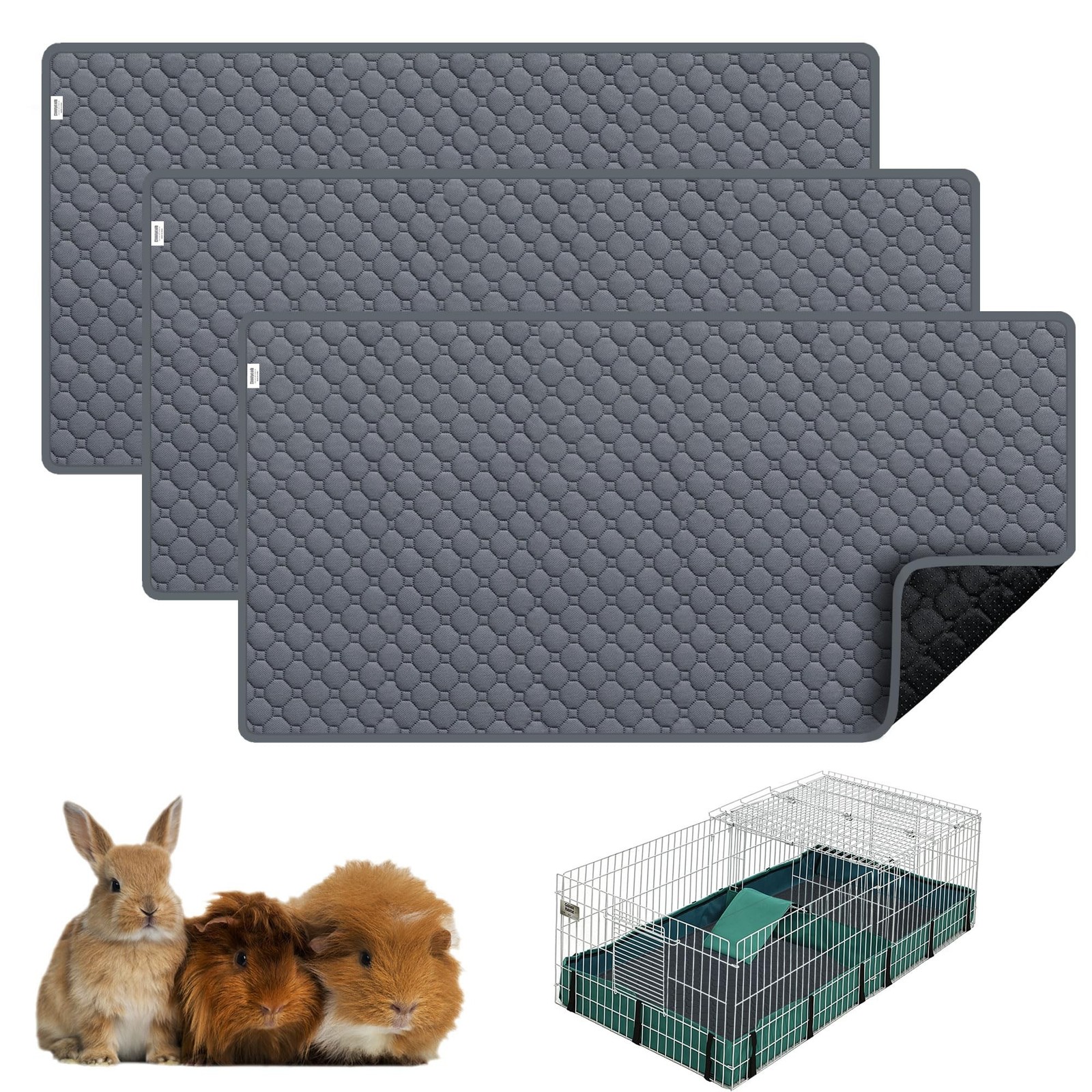 Guinea Pig Cage Liners, Washable Guinea Pig Bedding for Midwest Cage 3 Pack 4…