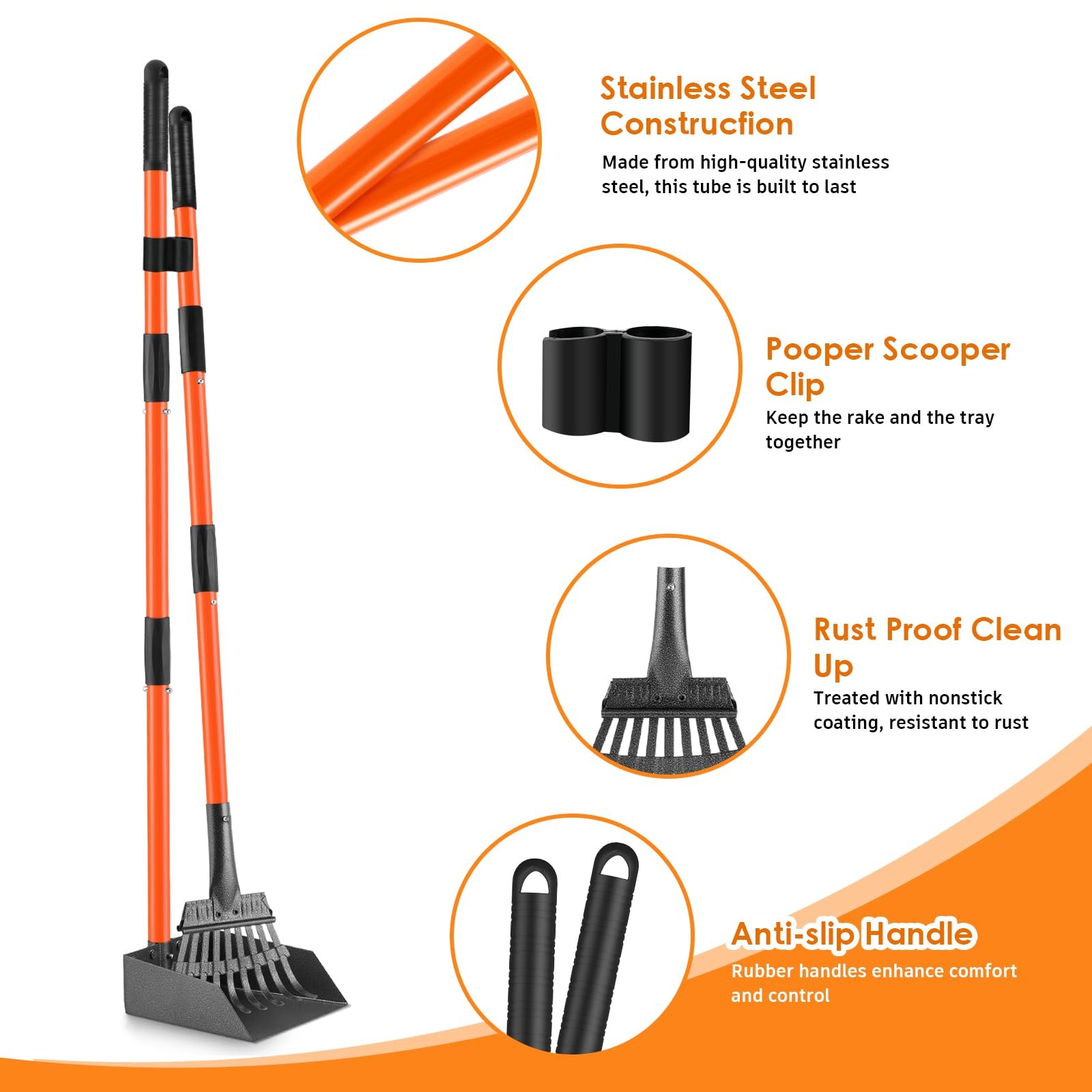 Pooper Scooper, Long Handle Dog Pooper Scooper for Medium Small Dogs Heavy Du…