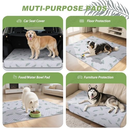 24″x36″ Washable Dog Pee Pads – 2 Pack – Leaf Pattern – Waterproof, Non-Slip