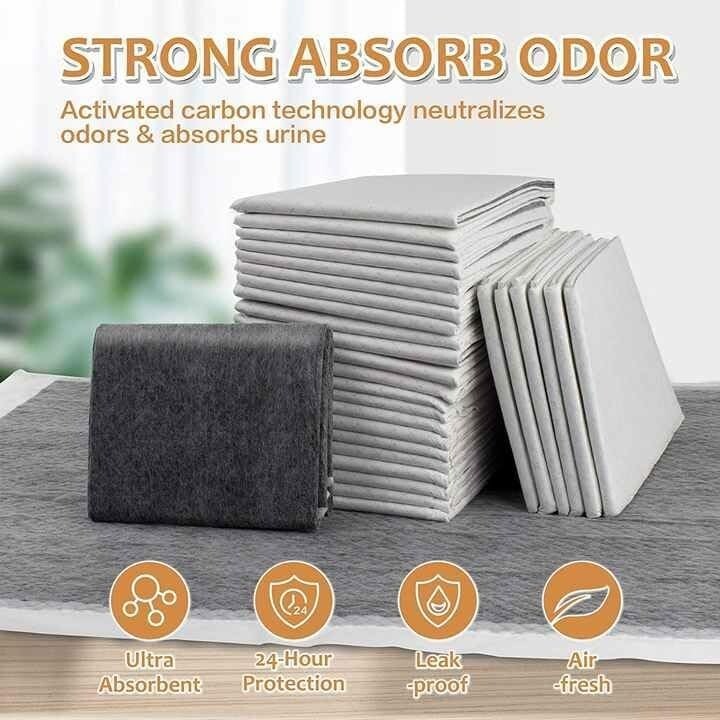 100 Pet Training Pads for Dogs Ultra-Absorbent Charcoal Puppy Underpads – Small