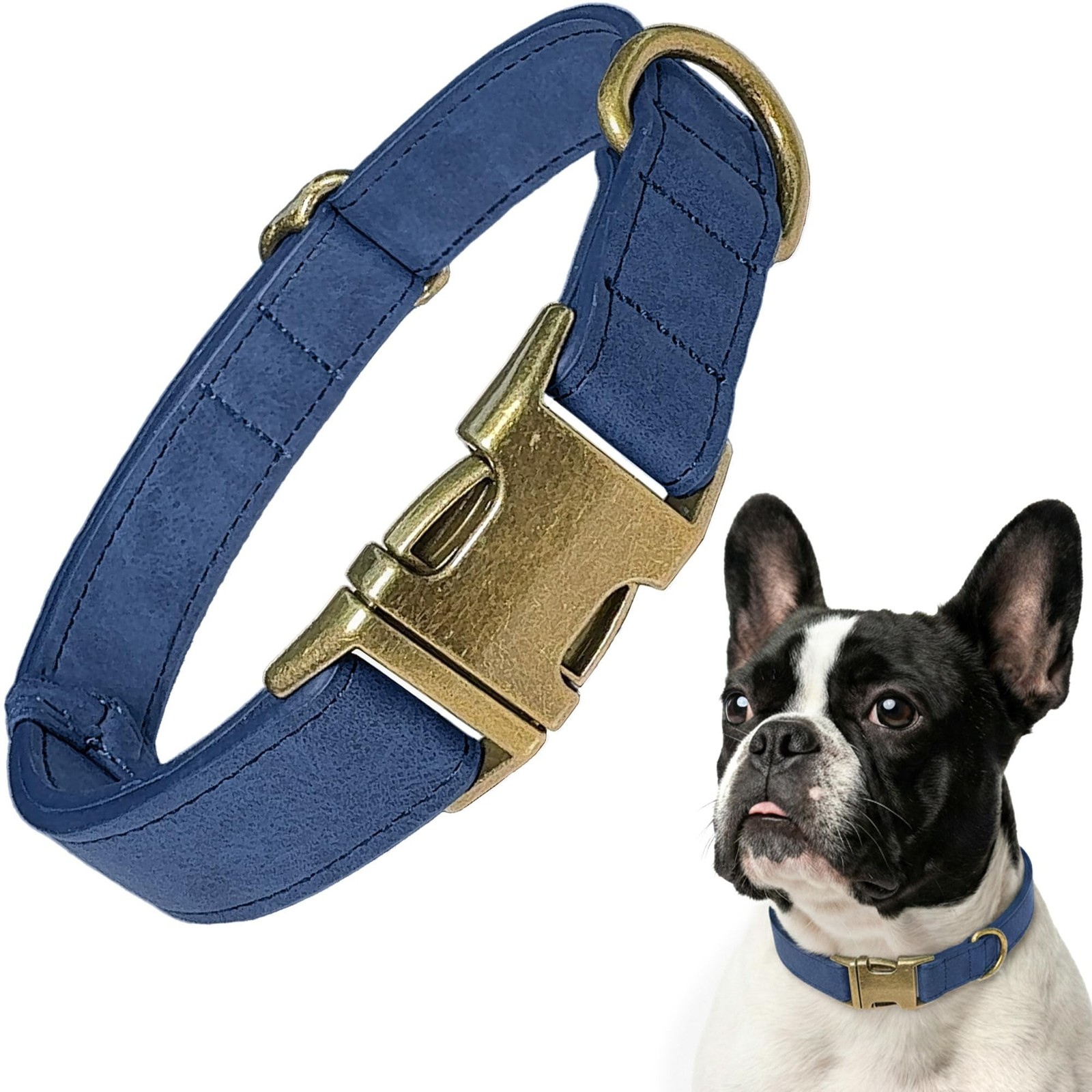 Leather Dog Collar – Durable Faux PU Leather Dog Collar for Small Medium L