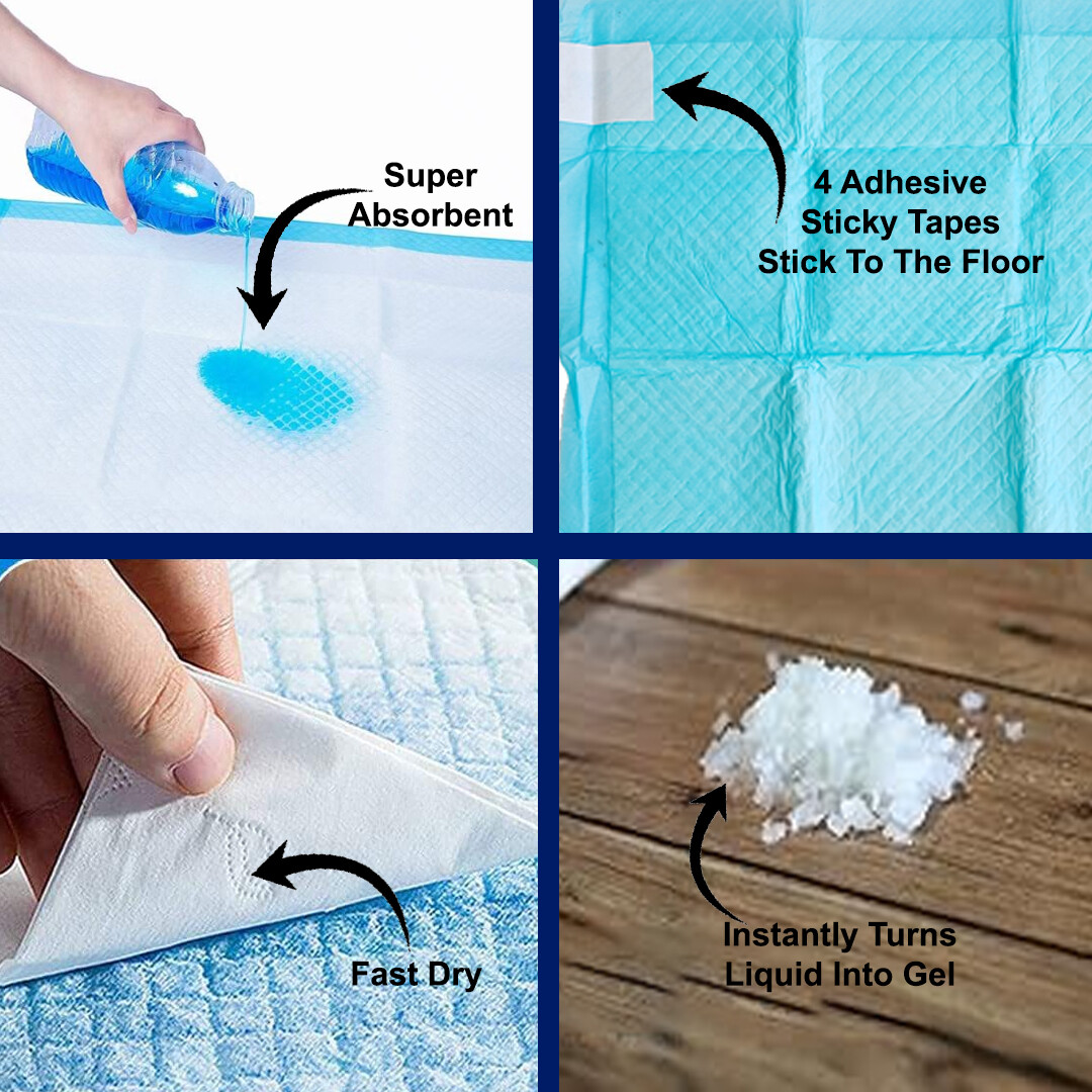 50 Pieces 5 Layers High Quality Dog Pee Pads with Sticker Leak-Proof Quick-Dry