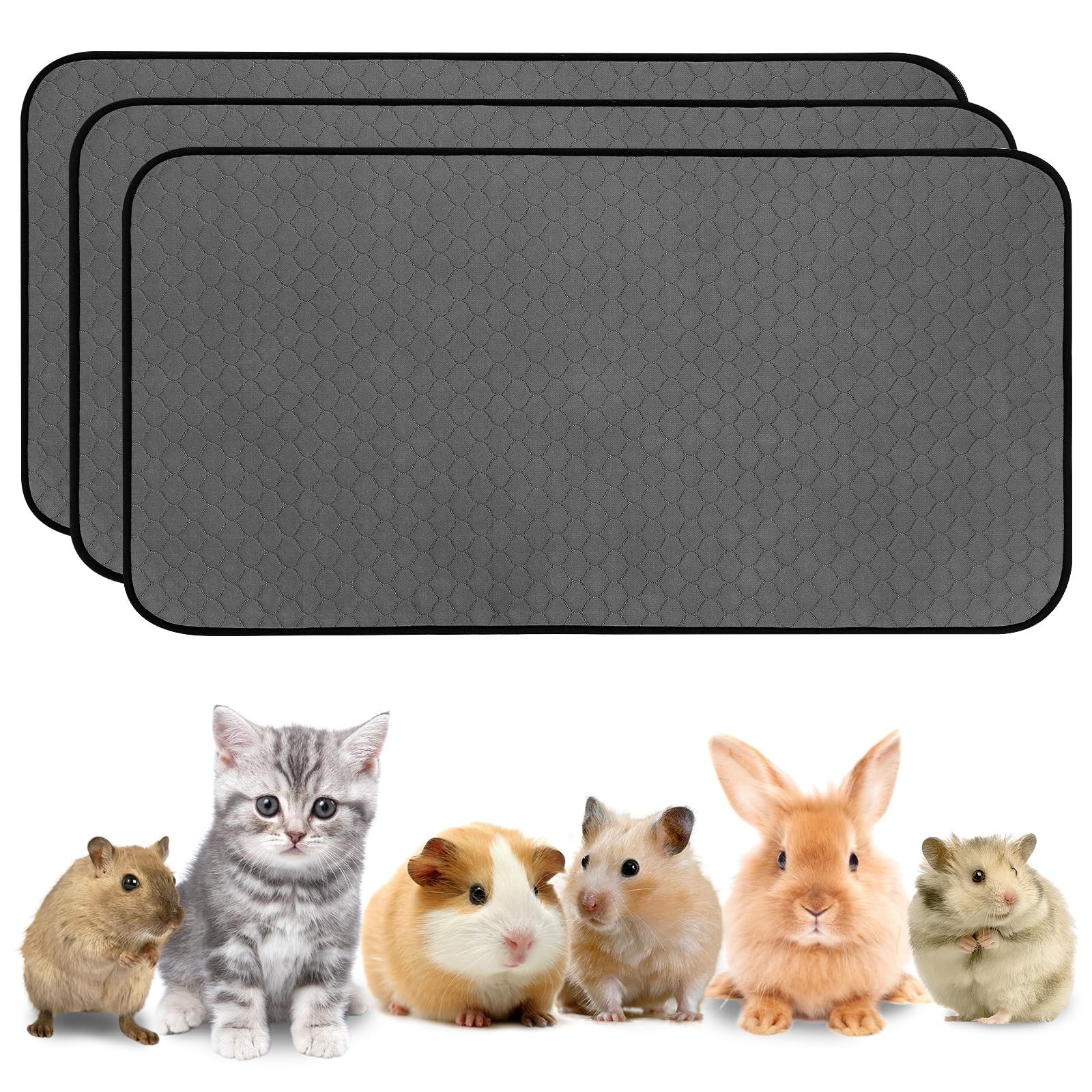 3 Pack Guinea Pig Cage Liners, Washable Guinea Pig Pee Pads Waterproof Reusab…