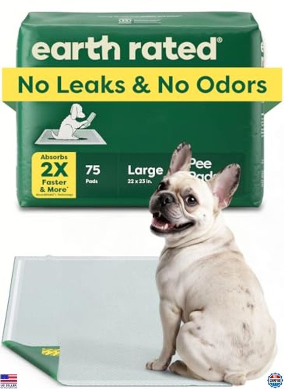 Earth Rated Extra Absorbent Puppy Pee Pads, Leak-Proof, Odor-Free, 75 Count,