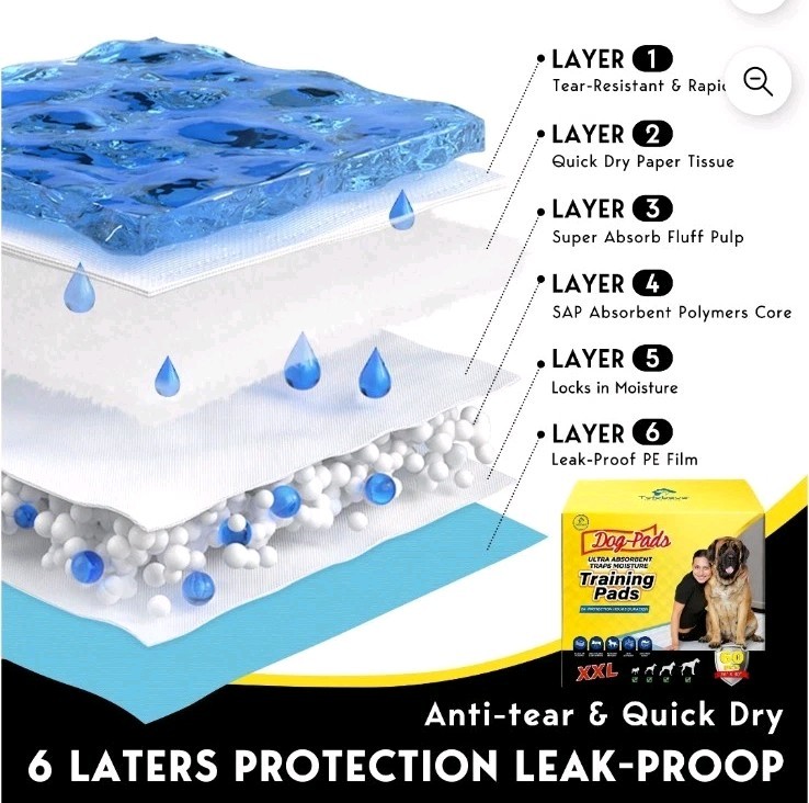 Tolobeve Dog Training Pads, XXL, 30 in x 36 in, 60 Count Disposable Dog Puppy…