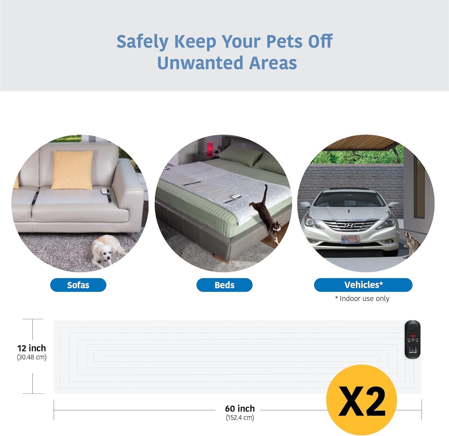 SVD.PET 2-Pack Pet Training Mat with 5 levels – Black controllers – 60″ X 12″
