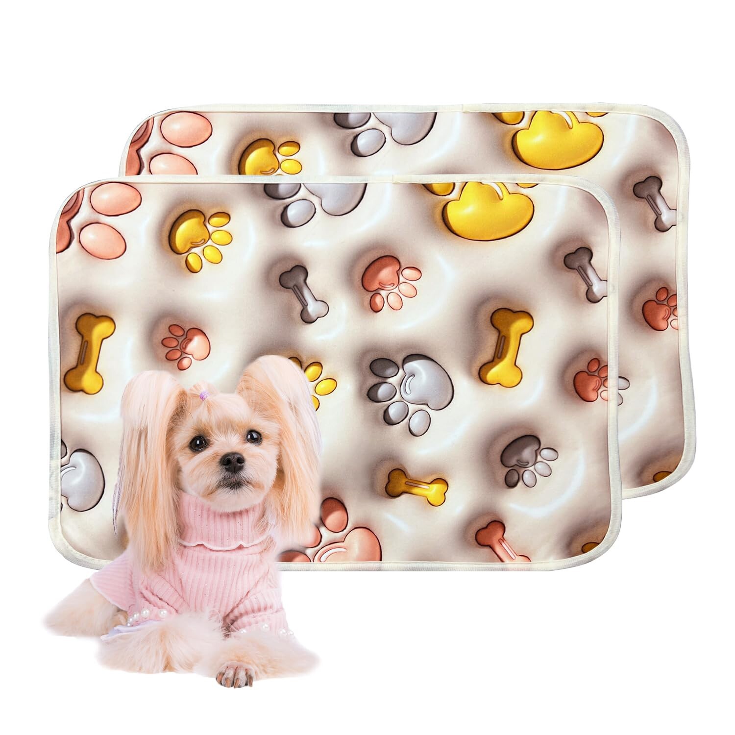 Qeils reusable 6 puppy pads-“18×24”.3D Print Super Absorbent Leakproof Puppy Pad