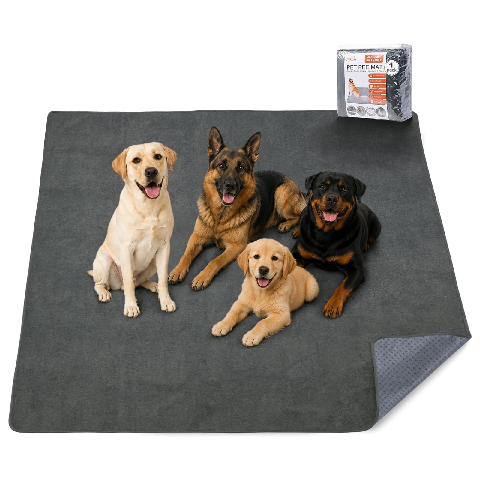 Washable Pee Pads for Dogs, 60×60 Reusable Whelping Pads, Absorb Dog Mats Non…