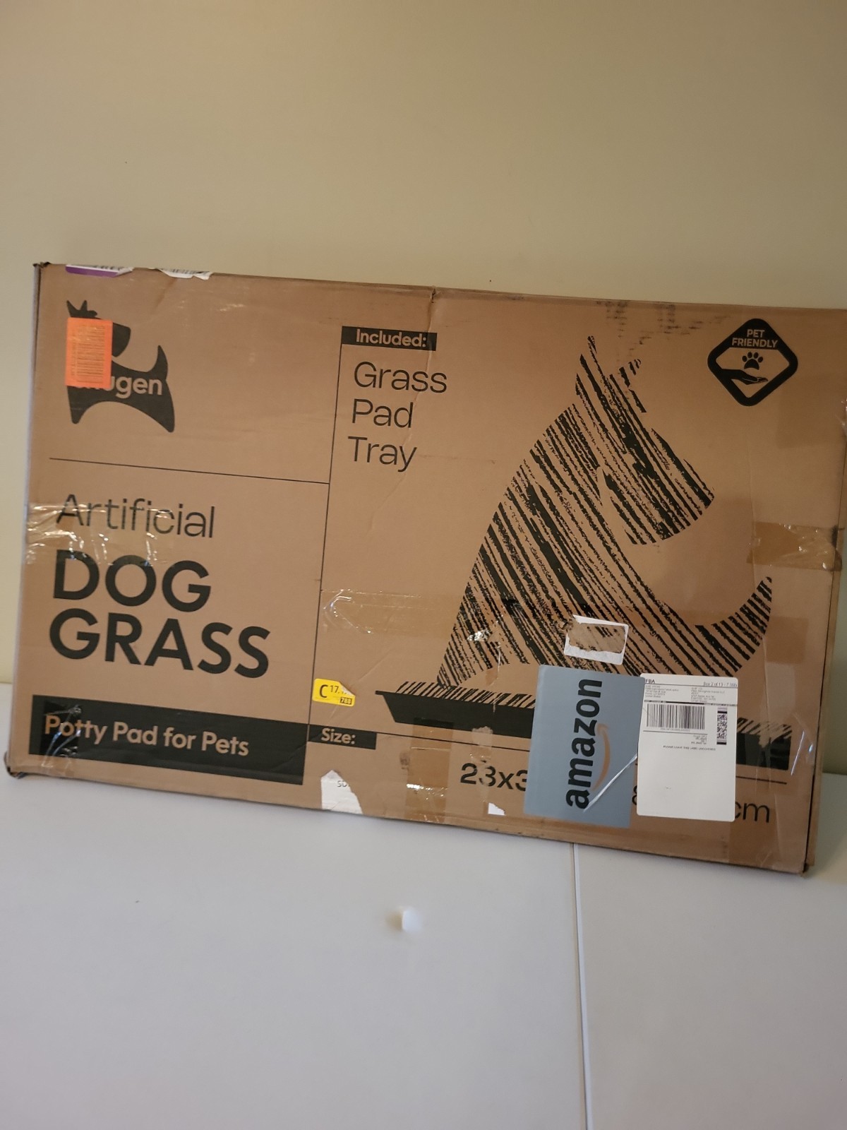 Dog Grass Pad with Tray, 35”X23” Large Artificial Turf Grass Potty, Reusable