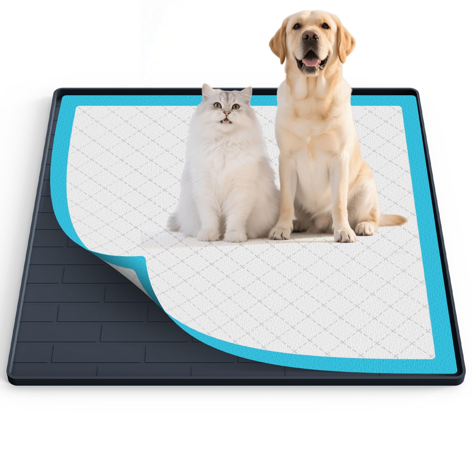 Pee Pad Tray Holder for Dogs,Non-Slip Silicone Dog 24 x 24 Inches, Dark Gray