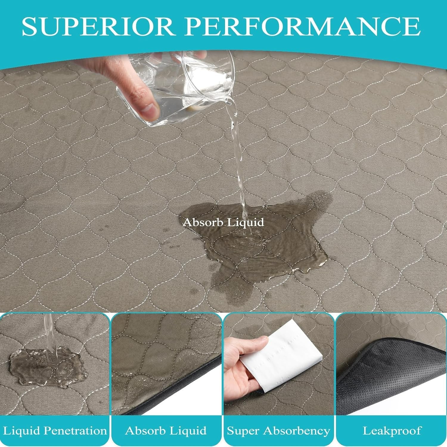 2-Pack Washable Dog Pee Pads 72″x72″ – Highly Absorbent with Anti-Slip Back