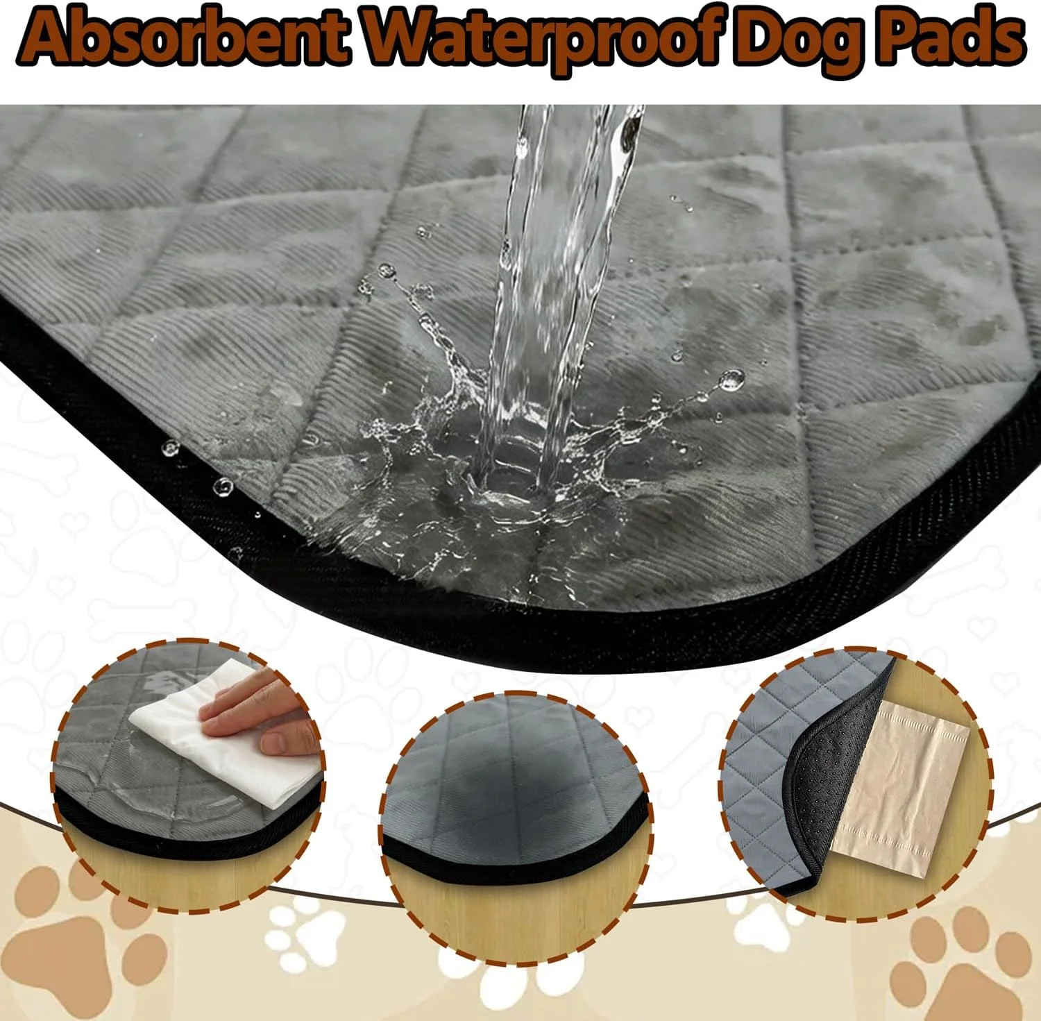 Washable Pee Pads for Dogs, 2Pack Reusable Puppy Pads, Super Absorbent & Leakpro