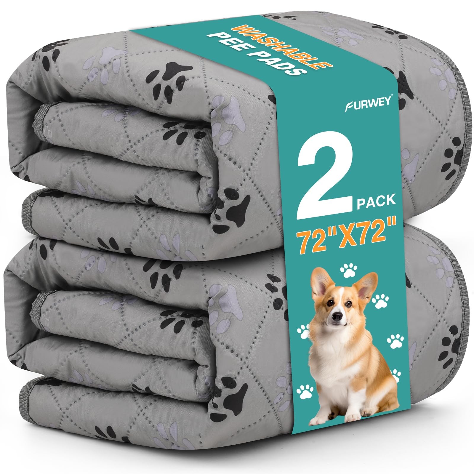 2 Pack Extra Large 72″X72″ Washable Pee Pads for Dogs Super Absorbent Dog Tra…