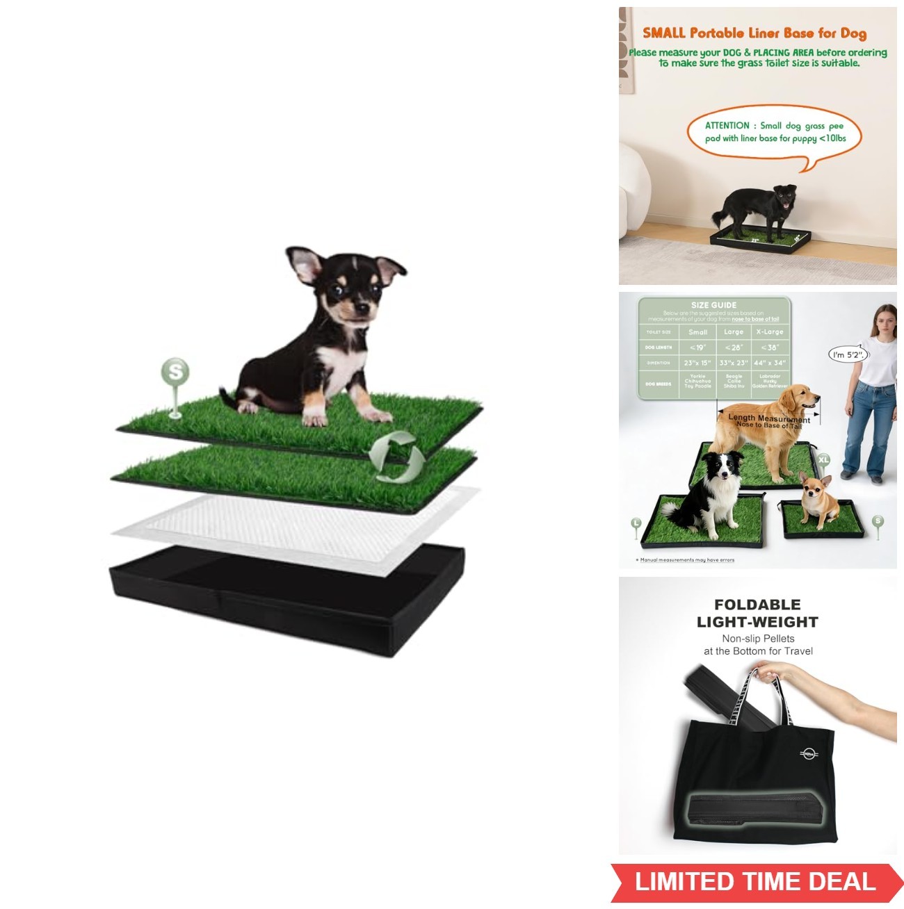 Dog Grass Pad Foldable Litter Box 23×15 Inch 2 Artificial Turf Potty Training