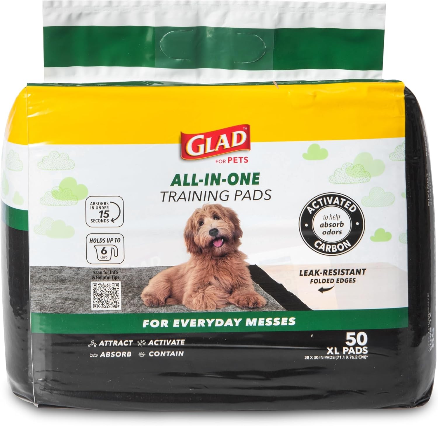 Glad for Pets Extra Large Charcoal Dog Training Pads – Absorbent Disposable Pee