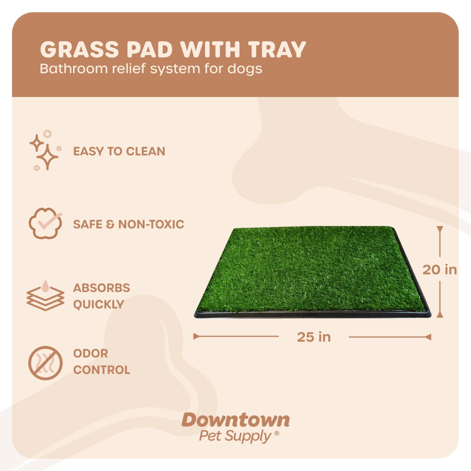 Indoor/Outdoor Dog Grass Pad with Tray – 20×25 Potty System, Waterproof Turf, Po