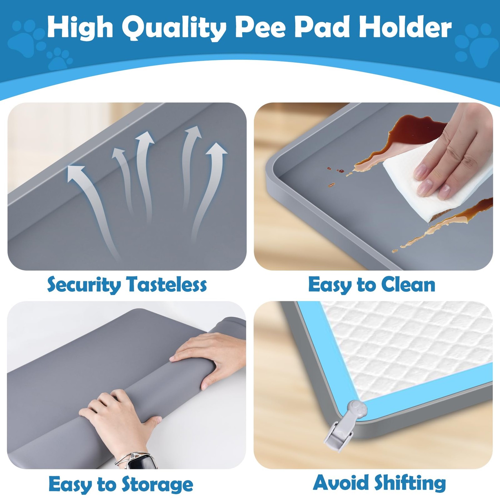 Dog Pee Pad Holder, Dog Potty Tray Silicone Puppy Pad Holder Tray Fits for 27…